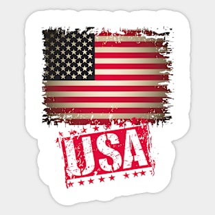 Patriotic USA American Flag Distressed Design Sticker